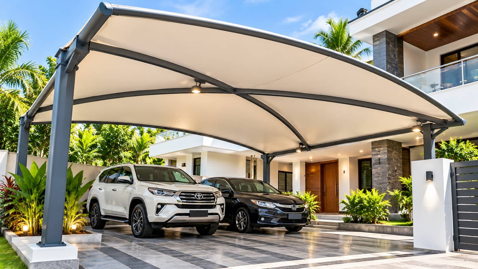 Tensile car porch